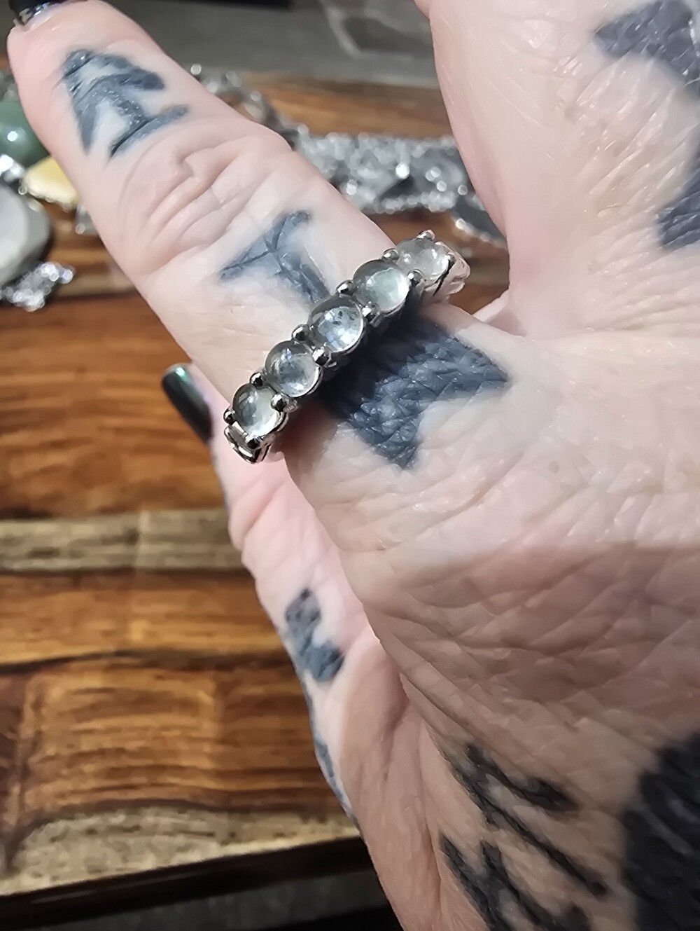 Discontinued Evil Pawn Jewelry Clear Quartz Skull Stack Ring